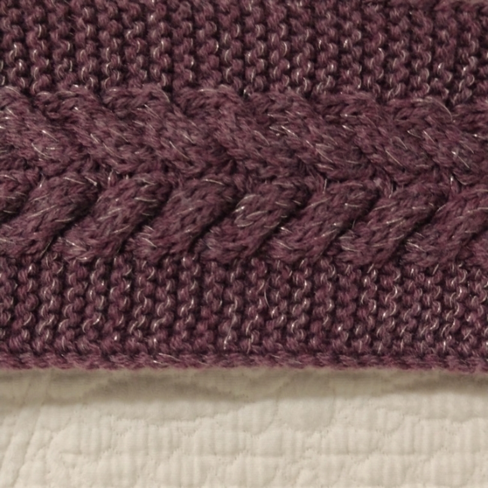 Braided knit Purple stretch Winter headband w/silver flecks